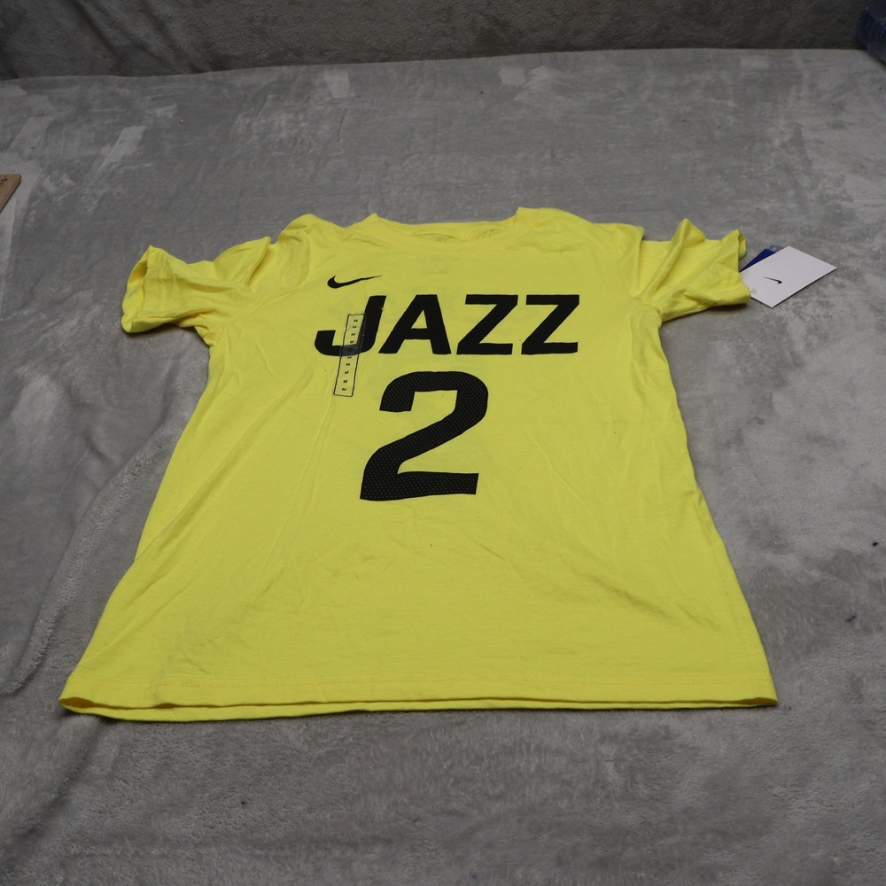 Utah Jazz Shirt Youth Medium 10-12 Nike Yellow NBA Collin Sexton#2 Crew $32 NEW
